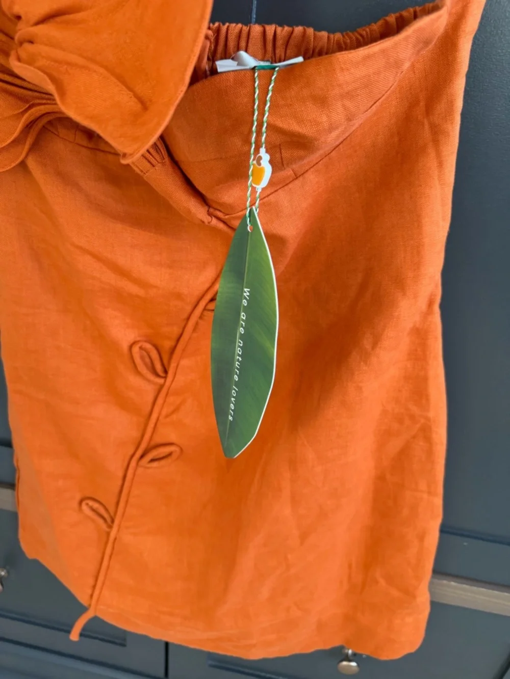 FARM Rio | Orange Flower Euroflax™ Premium 100% Linen Mini Dress | M - Picture 11 of 13